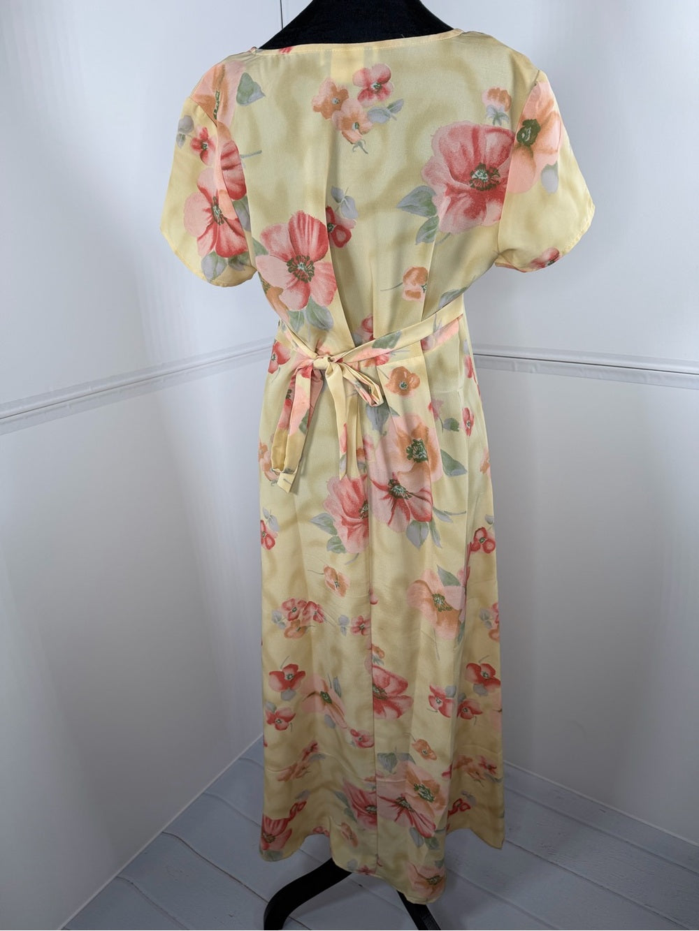 Vintage Sarah Richards Floral Maxi Dress Cottagecore Tie Back Size 13