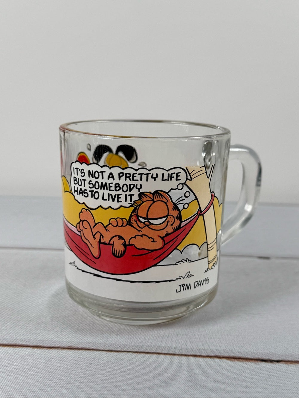 Vintage 1978 McDonald’s Garfield Glass Mug Its Not A Pretty Life Hammock