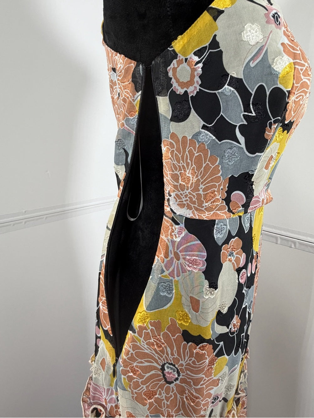 Lulus Black Floral Jacquard Tiered Midi Dress Size XS