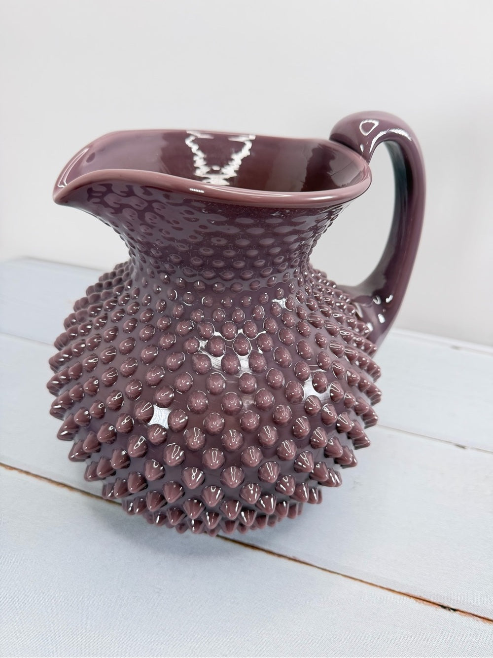 Mosser Glass Gigi Hobnail Pitcher Eggplant Purple 70 oz Fenton Mold