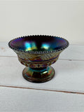 Antique Northwood Amethyst Carnival Glass Grape and Cable Pedestal Compote Bowl