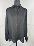 Halogen Black Sheer Button Down Blouse Long Sleeve Size 8