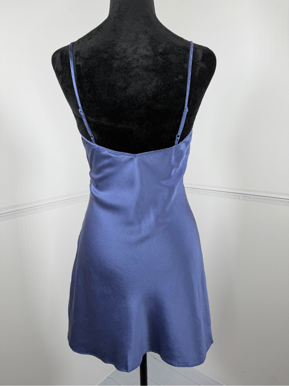 Vintage Victoria's Secret 100% Silk Blue Charmeuse Slip Dress Lingerie Small
