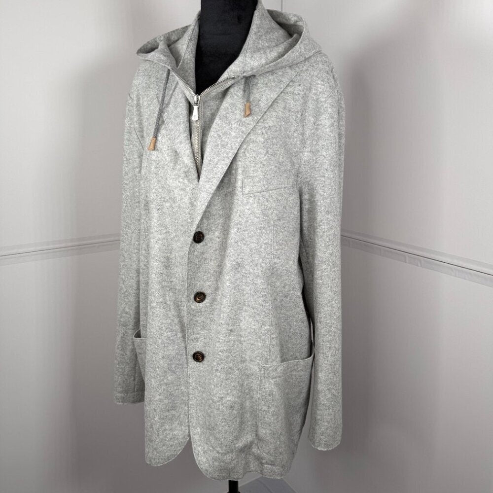 Eleventy Grey Hooded Blazer Jacket Mens IT 60 (US 50)