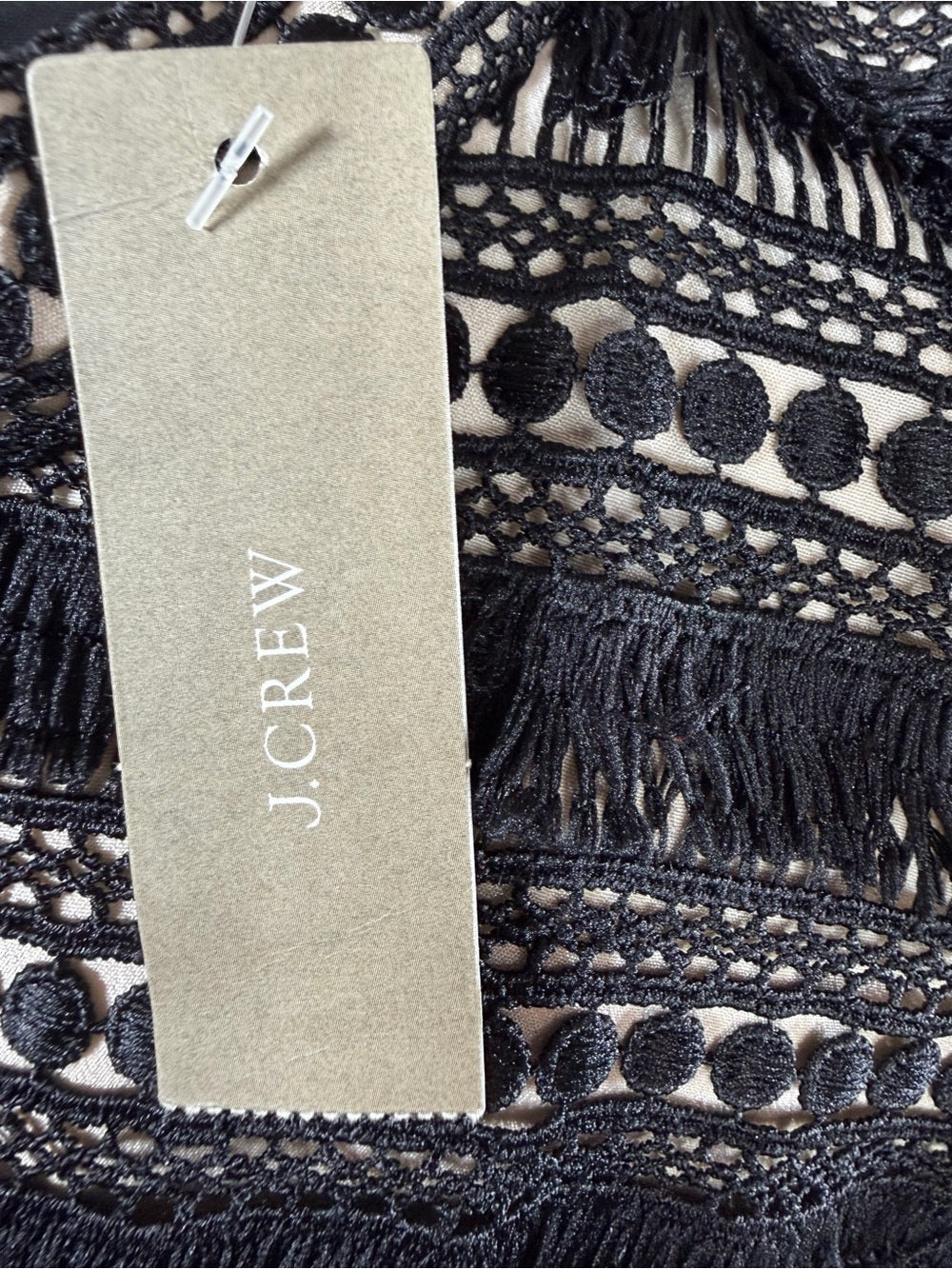 NWT J.Crew Black Fringe Lace Sleeveless Sheath Dress Size 12