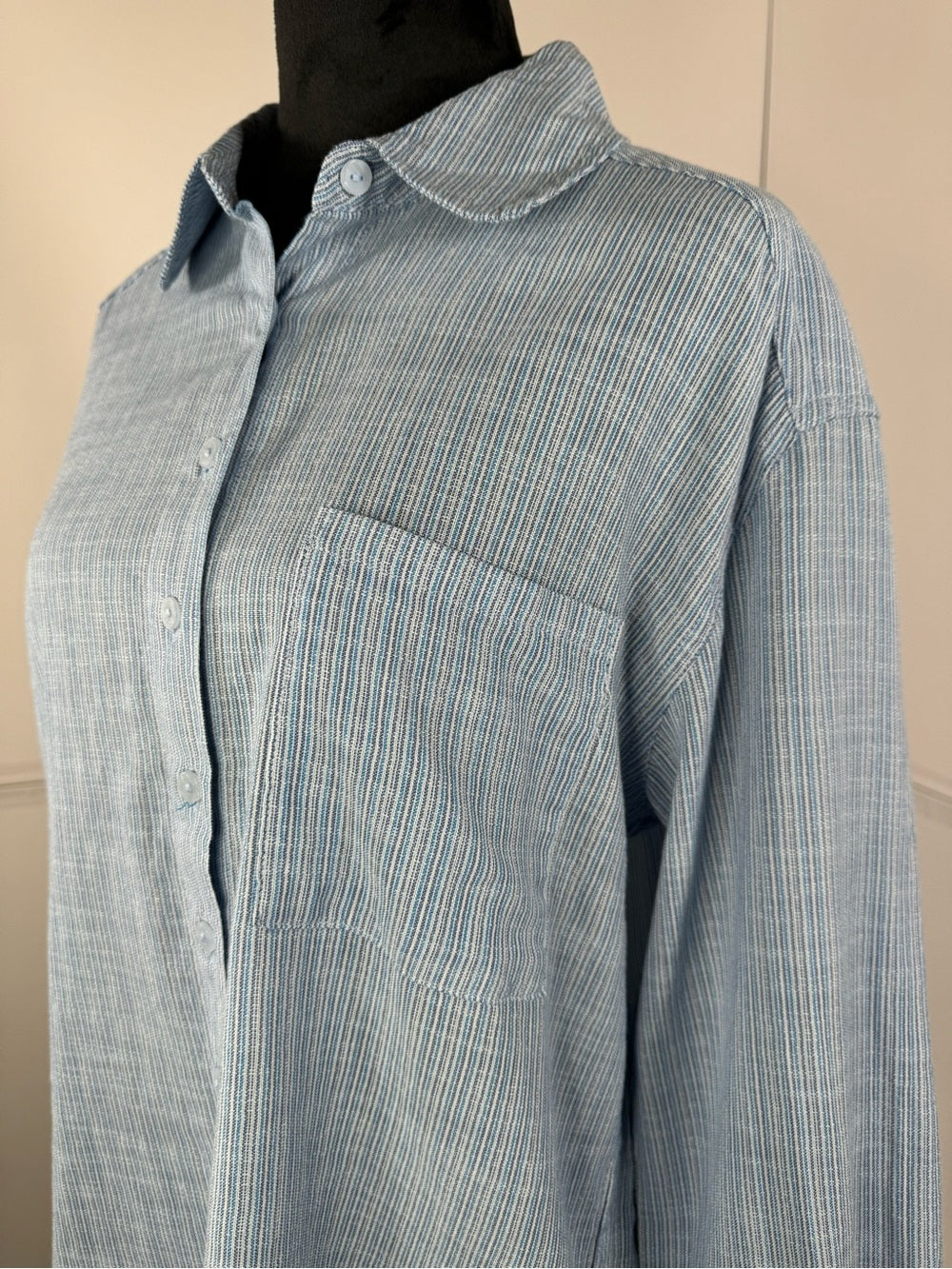 NWT - Lola River Nellie Cornflower Button Front Shirt 100% Cotton Size Medium