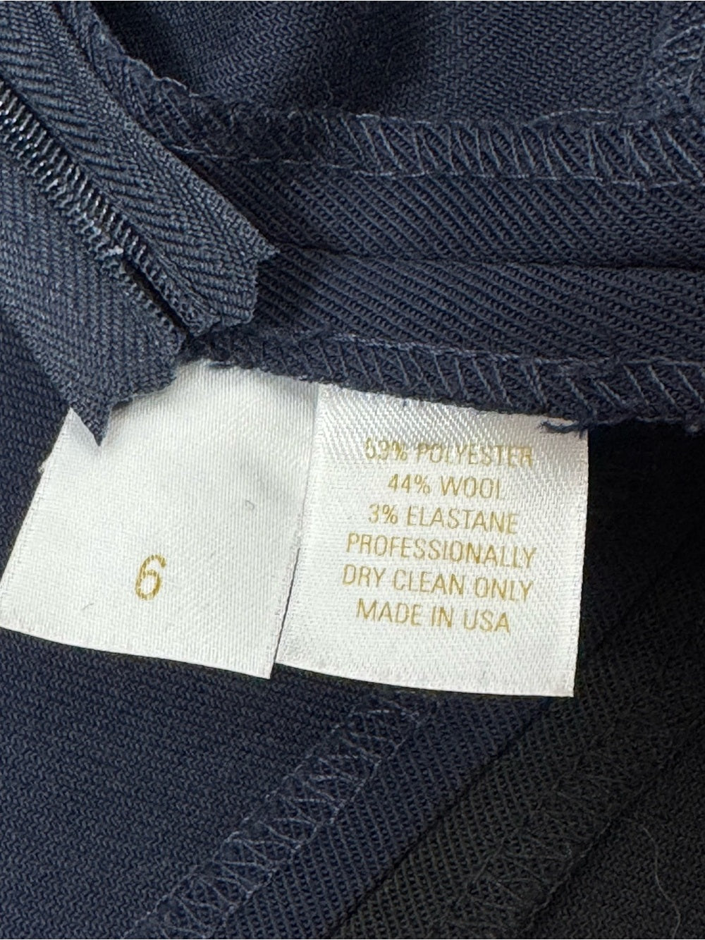 Abaeté Colorblock Sheath Dress Navy Black Wool Blend Made in USA Size 6