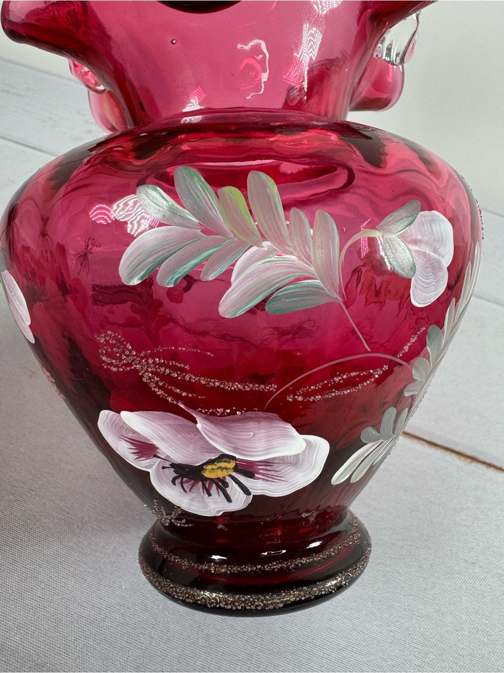 Fenton 95th Anniversary Cranberry Glass Basket Hand Painted B Williams Signed