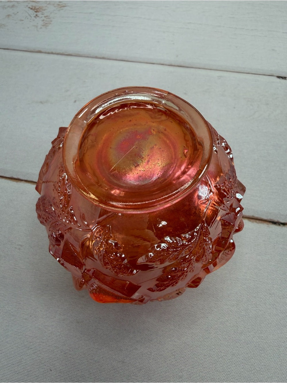 Antique 1910 Dugan Marigold "Wreath of Roses" Carnival Glass Small Rose Bowl