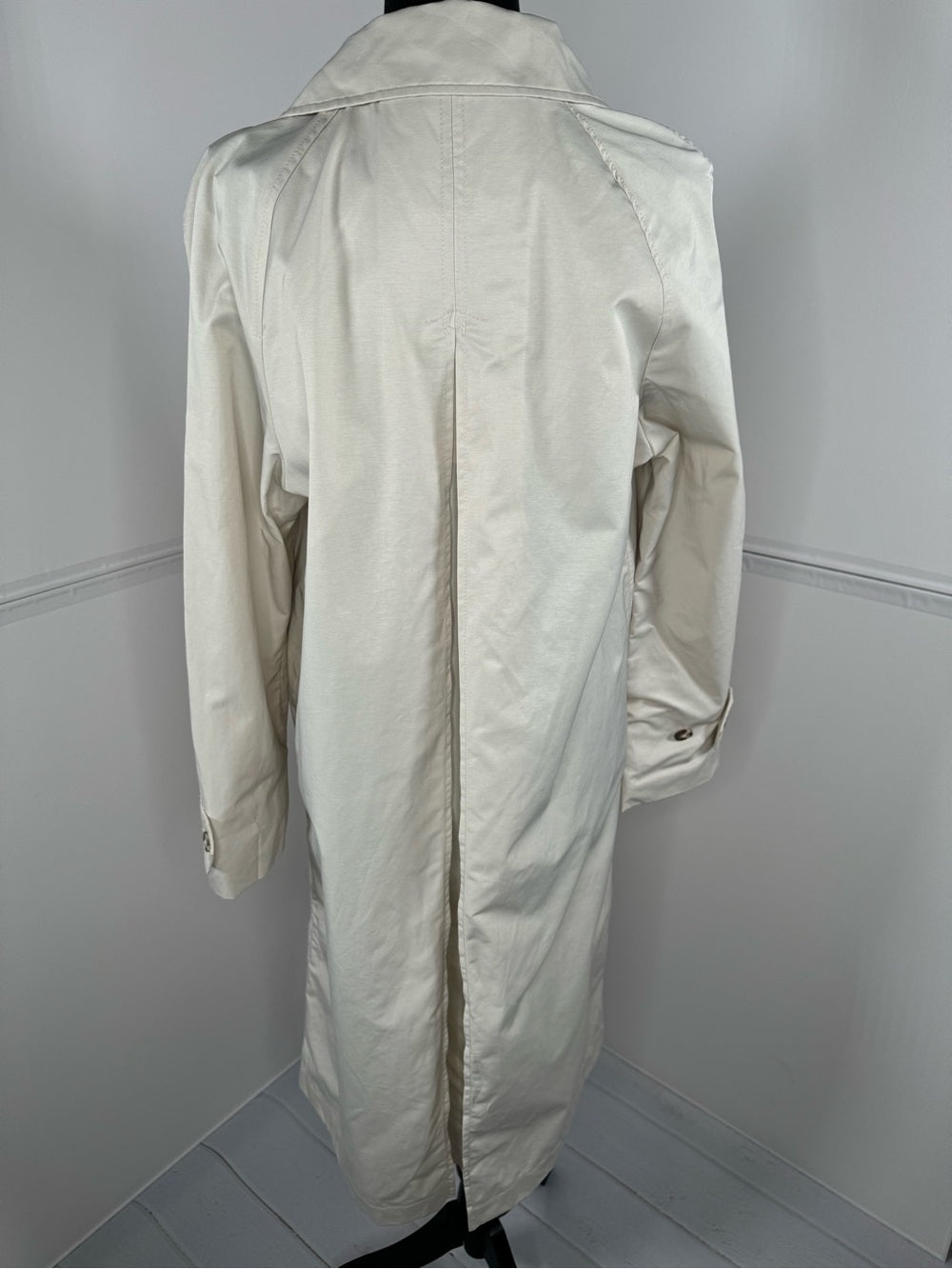 NWT 7 For All Mankind Ivory Cotton Blend Trench Coat Long Jacket Size Medium