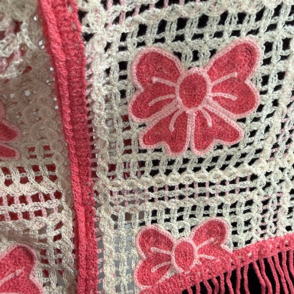 House of Harlow 1960 Crochet Bow Fringe Cardigan One Size Boho