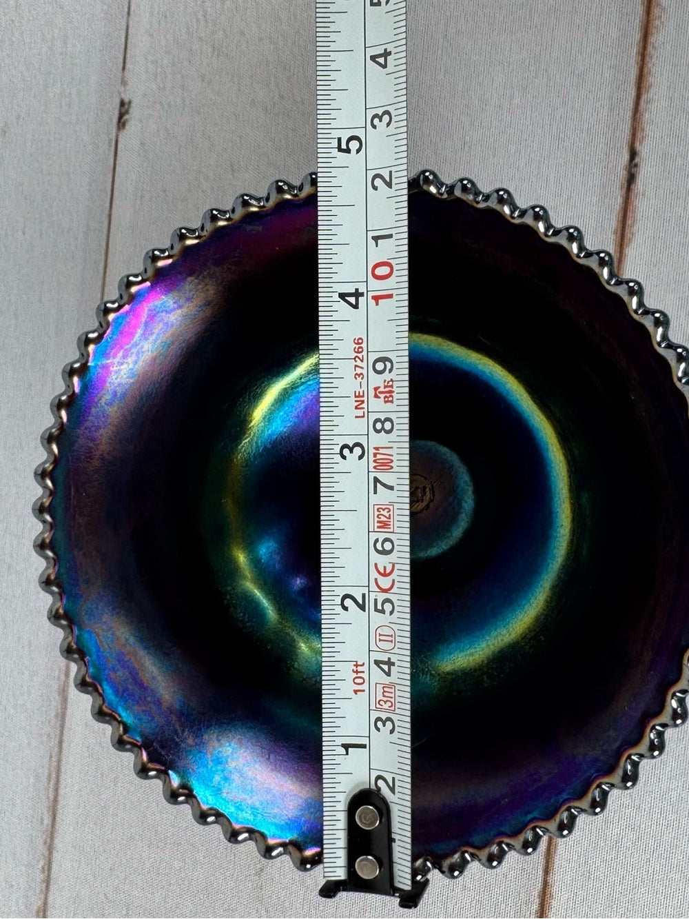 Antique Northwood Amethyst Carnival Glass Grape and Cable Pedestal Compote Bowl
