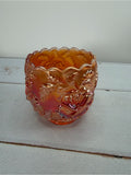 Antique 1910 Dugan Marigold "Wreath of Roses" Carnival Glass Small Rose Bowl