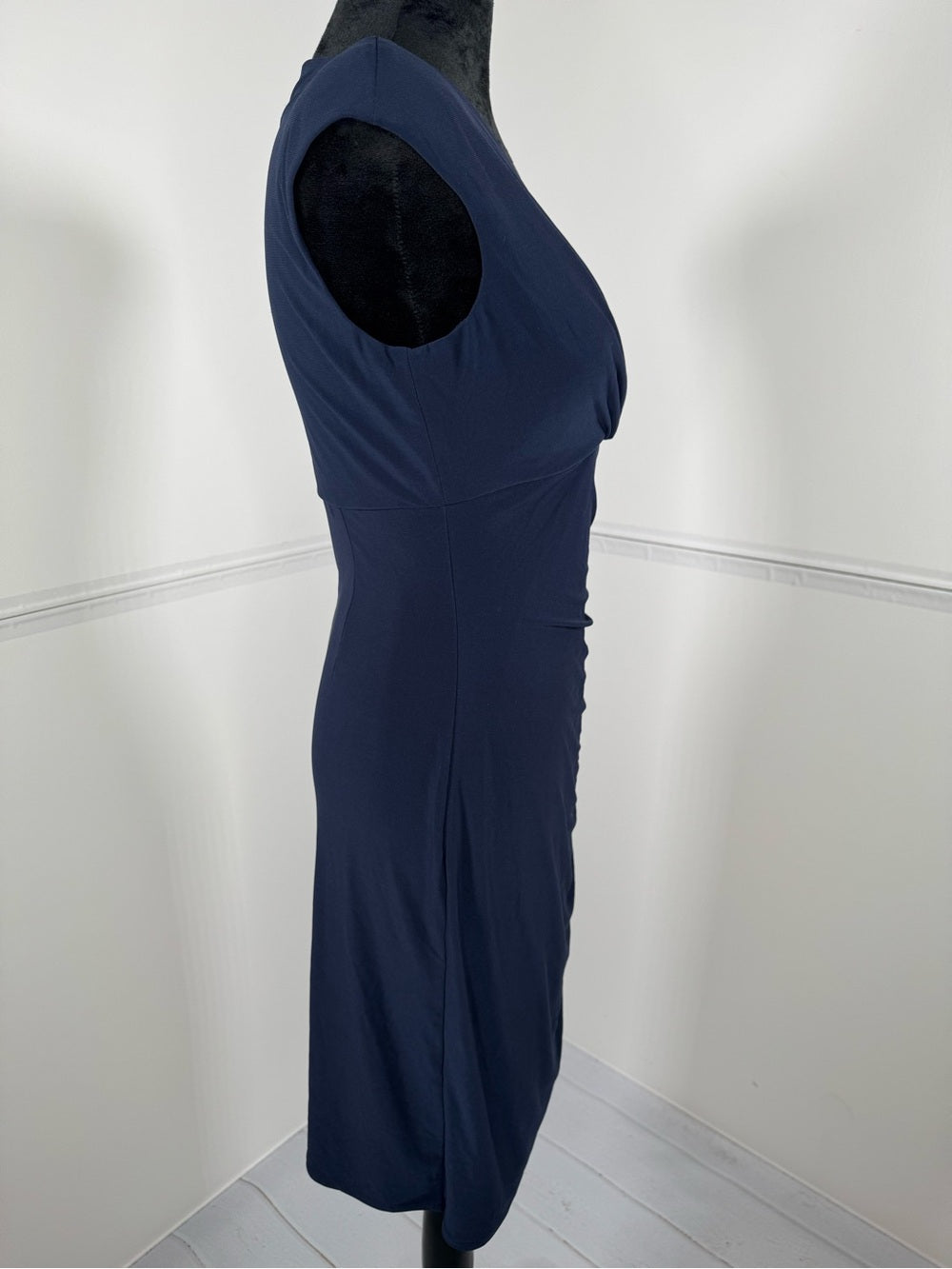 Lauren Ralph Lauren Navy Ruched Faux Wrap Sheath Dress Size 4