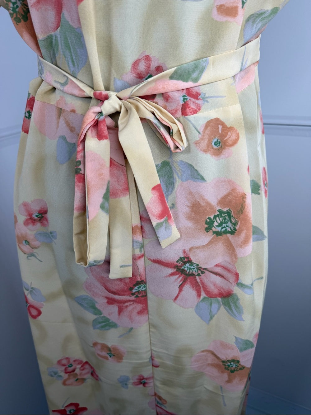 Vintage Sarah Richards Floral Maxi Dress Cottagecore Tie Back Size 13