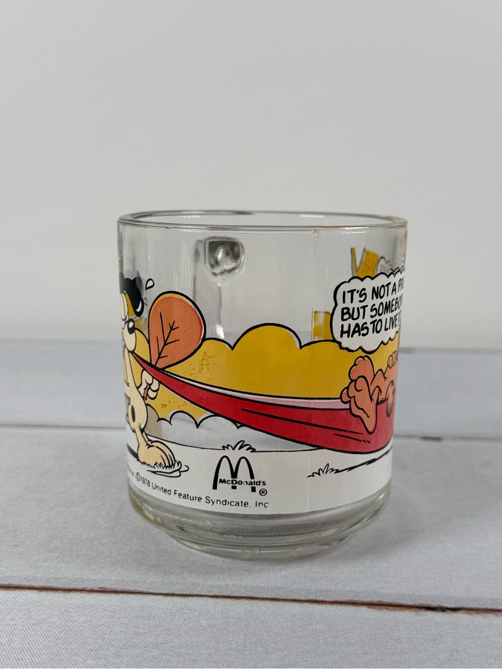 Vintage 1978 McDonald’s Garfield Glass Mug Its Not A Pretty Life Hammock