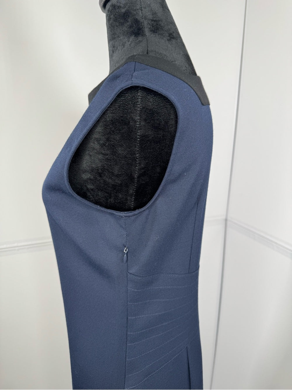Abaeté Colorblock Sheath Dress Navy Black Wool Blend Made in USA Size 6