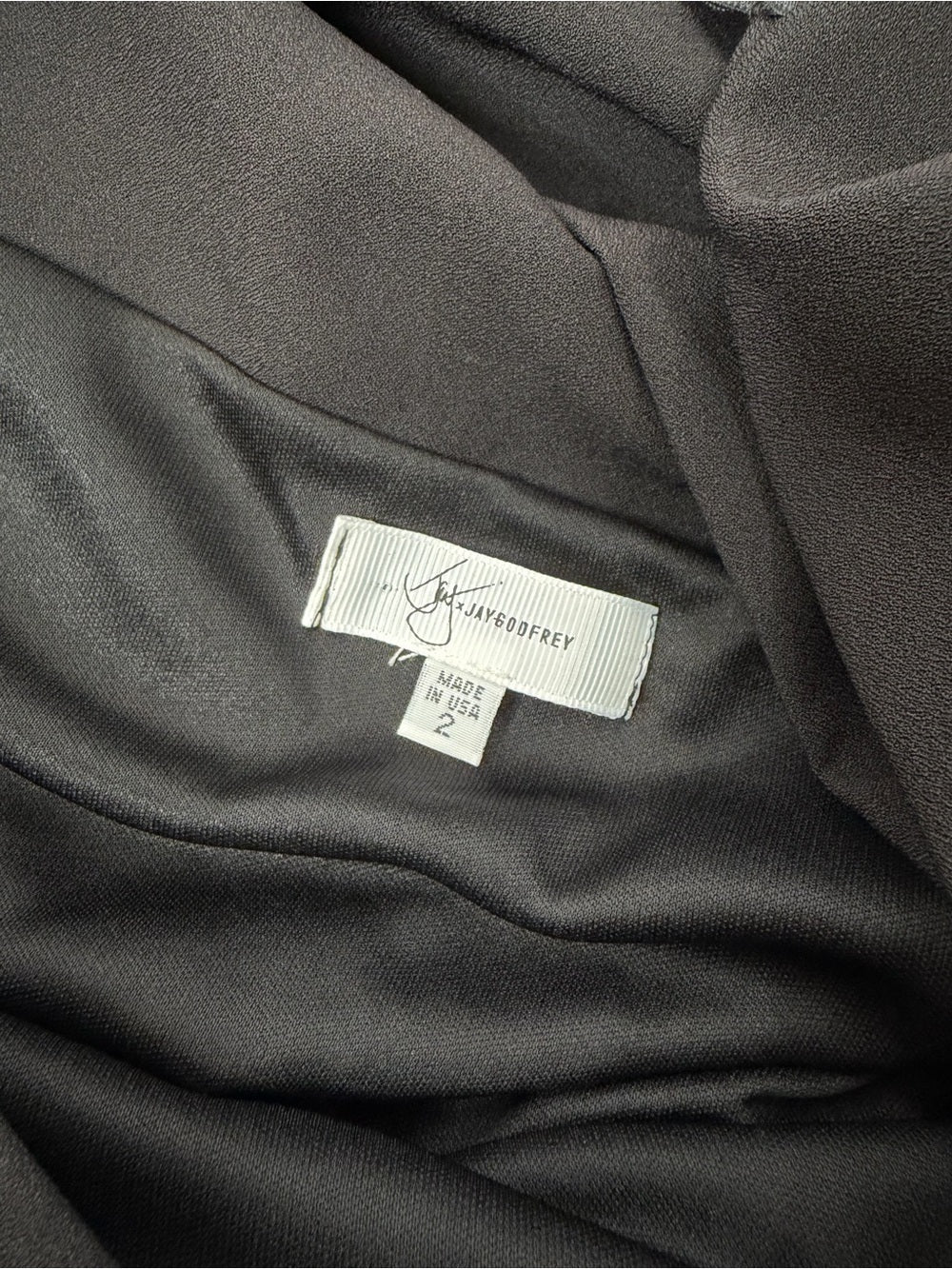 Jay X JAYGODFREY Black Feather Sleeve Draped Cocktail Dress Size 2