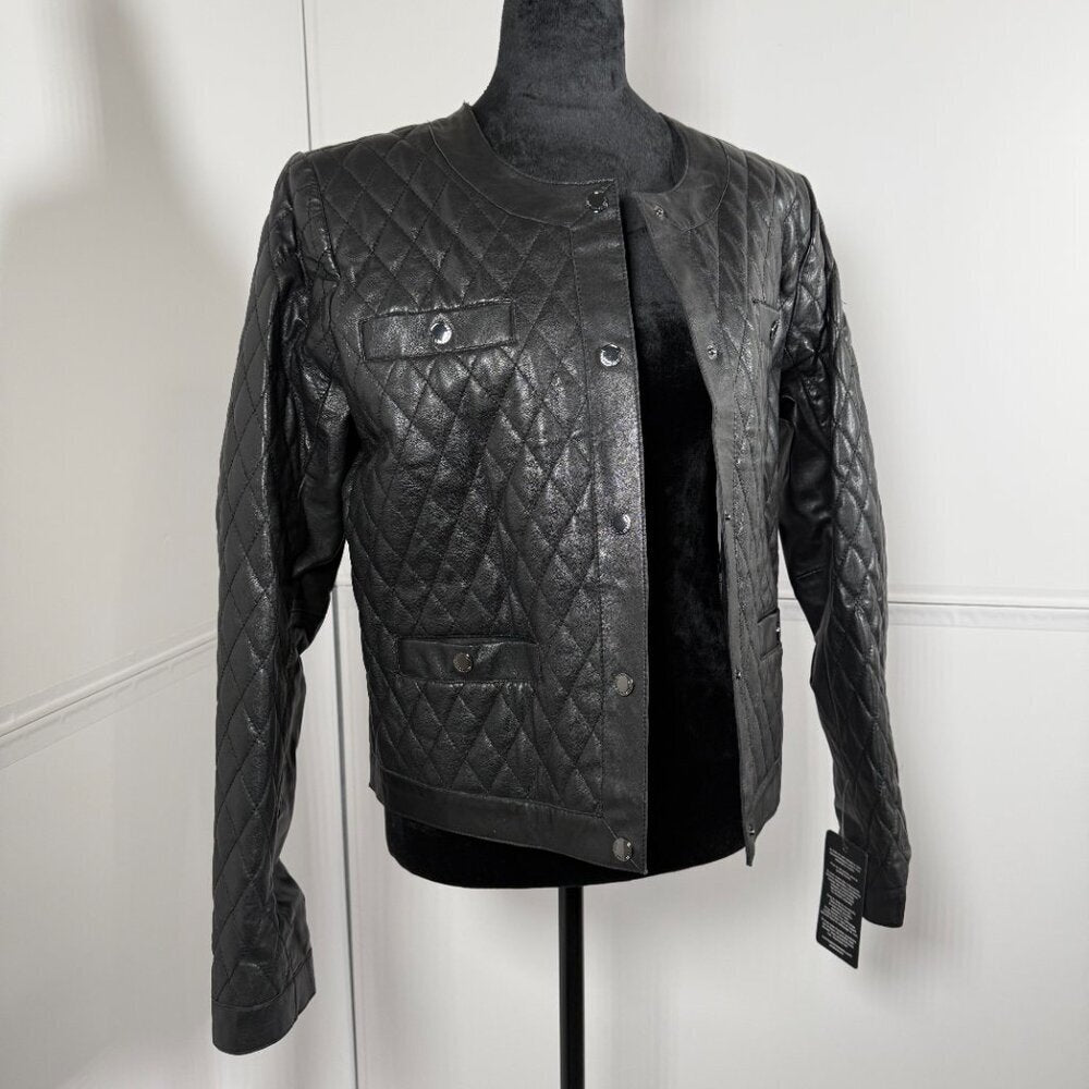 Bod & Christensen Black Quilted Leather Jacket Size 10