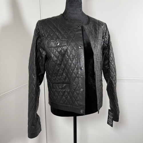 Bod & Christensen Black Quilted Leather Jacket Size 10