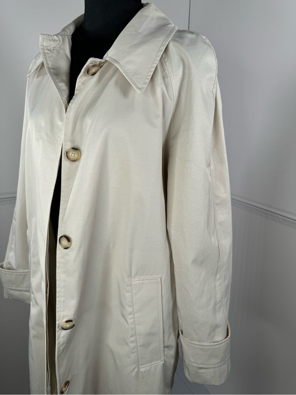 NWT 7 For All Mankind Ivory Cotton Blend Trench Coat Long Jacket Size Medium