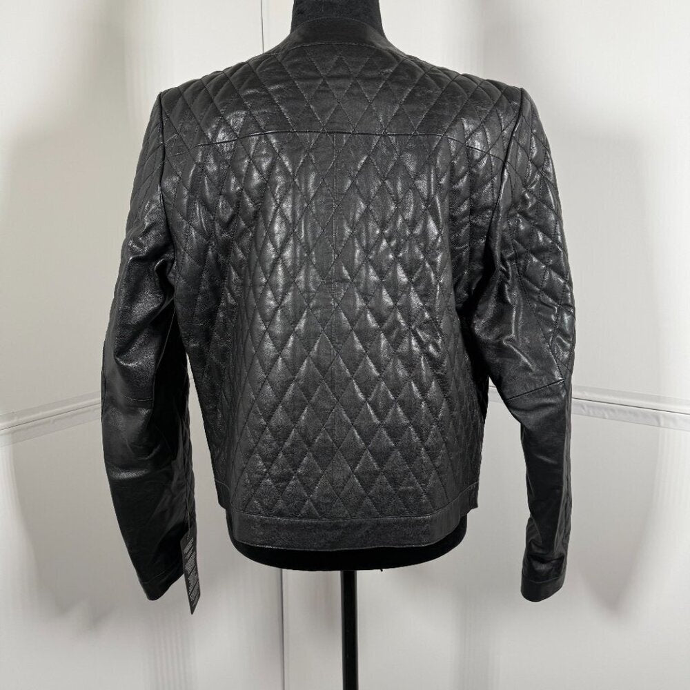 Bod & Christensen Black Quilted Leather Jacket Size 10