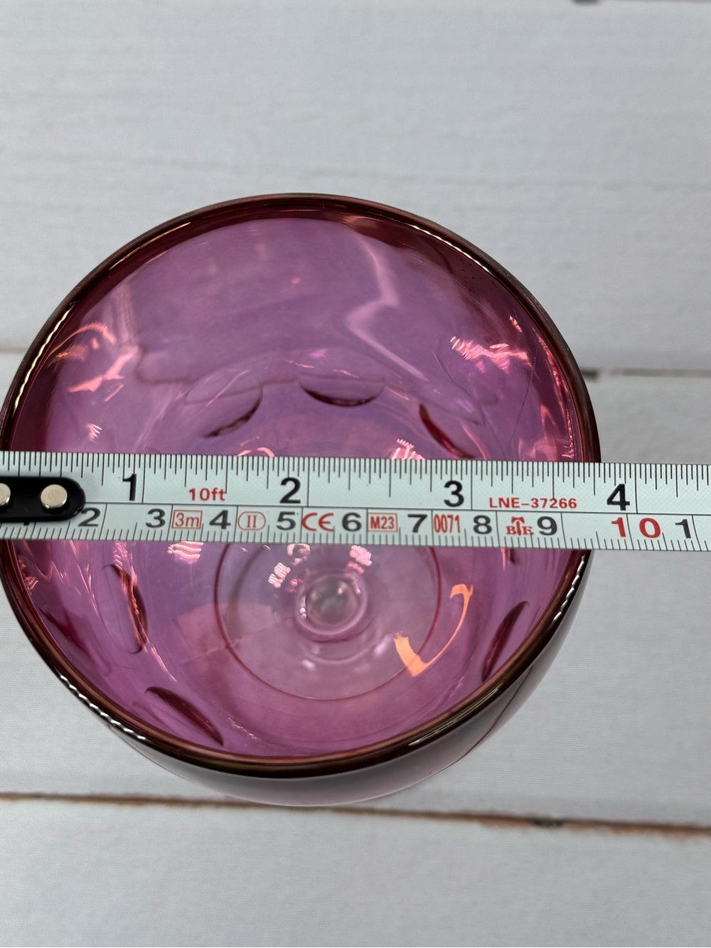 Vintage Bartlett Collins Amethyst Iridescent Coin Dot Water Goblet Wine Glass
