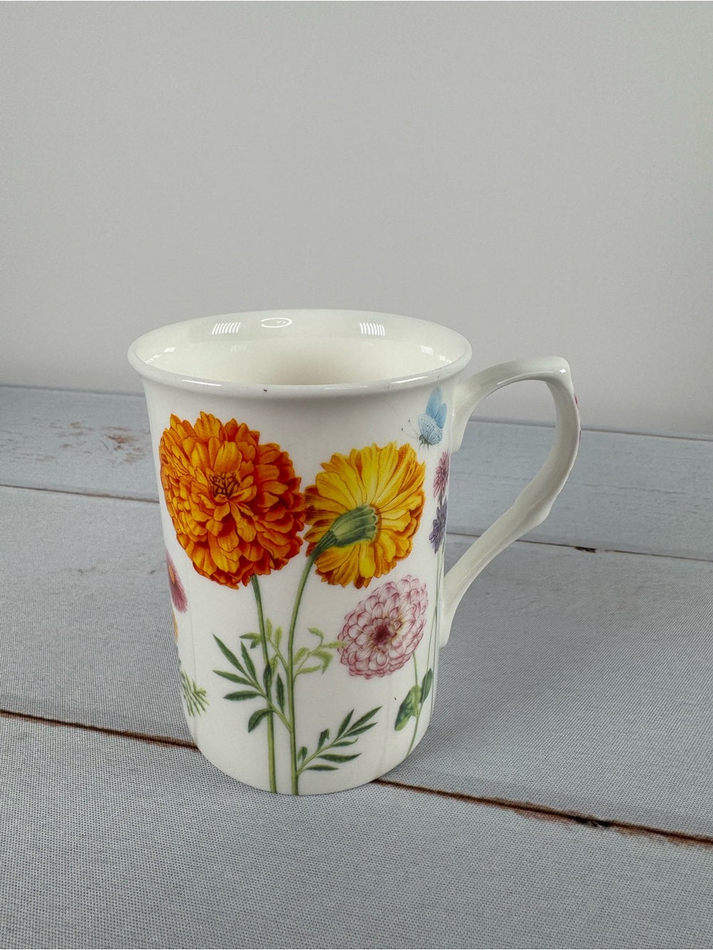 Gracie Bone China "Summer Dahlia & Wildflower" Tall Coffee Mug