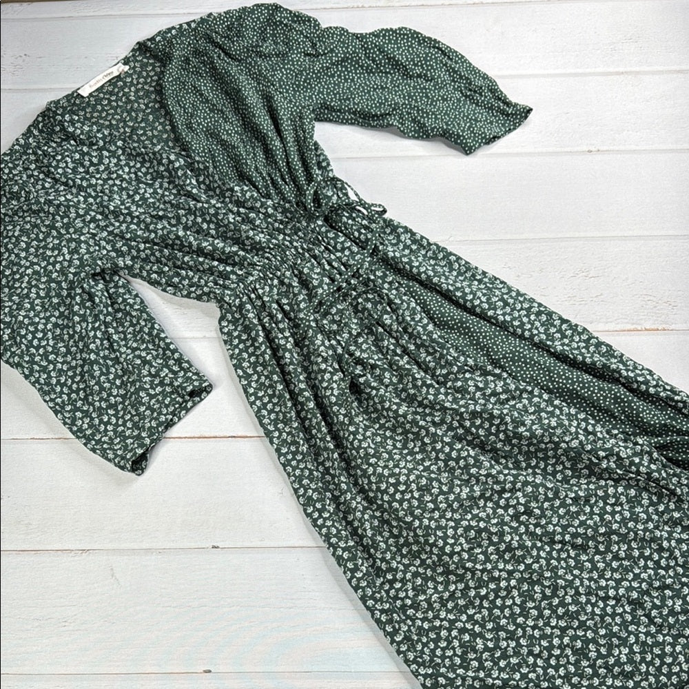 SEE BY CHLOÉ Flowers & Dots Printed Wrap Dress In Green Blue Size 38 / 6