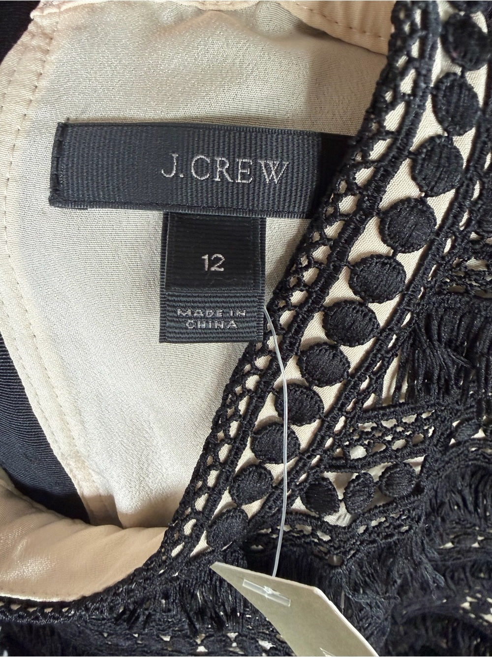 NWT J.Crew Black Fringe Lace Sleeveless Sheath Dress Size 12