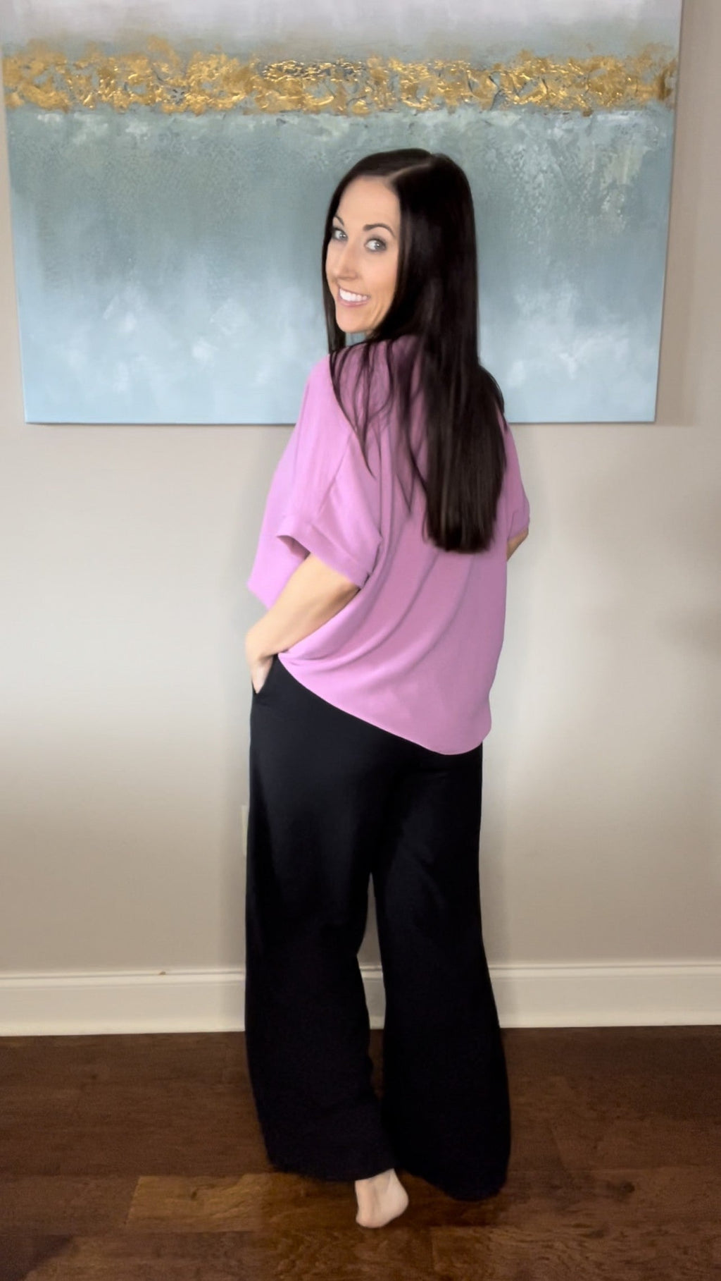 Smocked Wide-Leg Pants