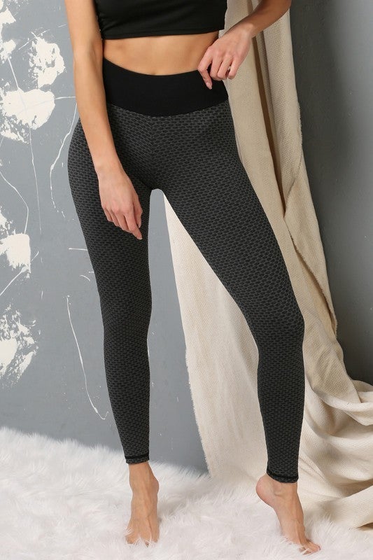 Textured Hip Push-Up Two-Tone Leggings
