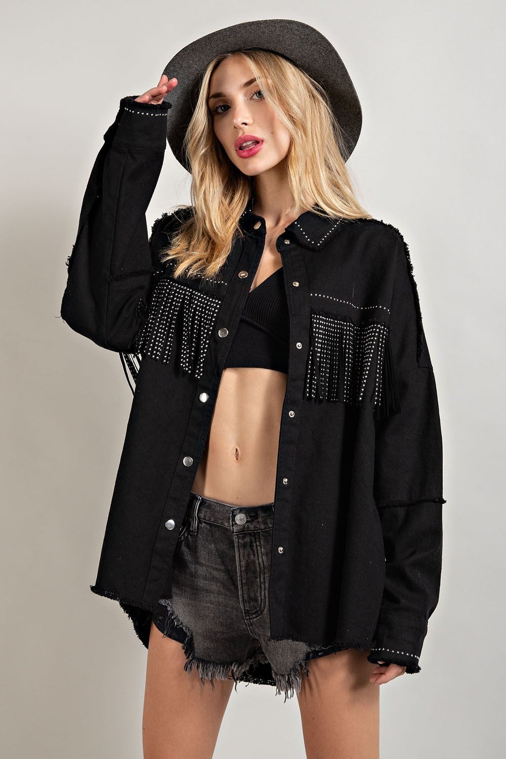 Simple Life Black Stud Light Weight Jacket